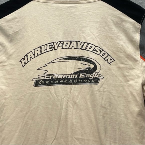 Harley Davidson Womens Cream Gray Long Sleeve T-Shirt Size M - Picture 12 of 12